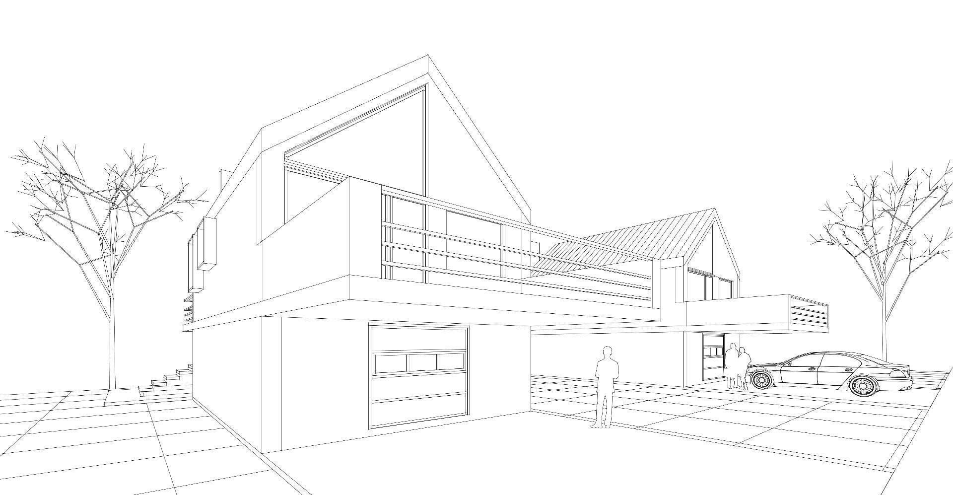 Hand sketch turned into a photorealistic architectural render in Gendo
