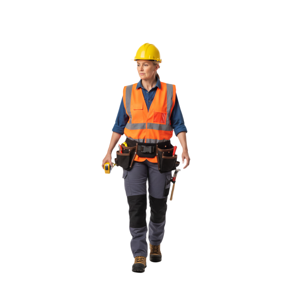 Female construction worker people PNG cutout