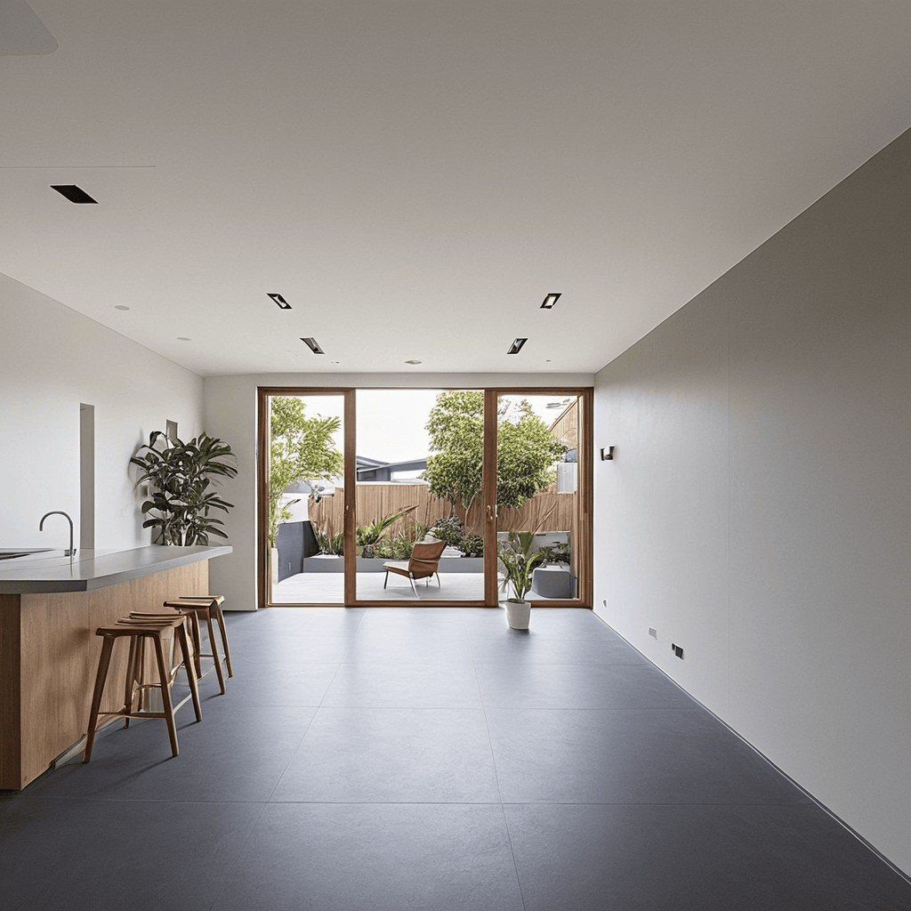 Before: Stage with contemporary furniture