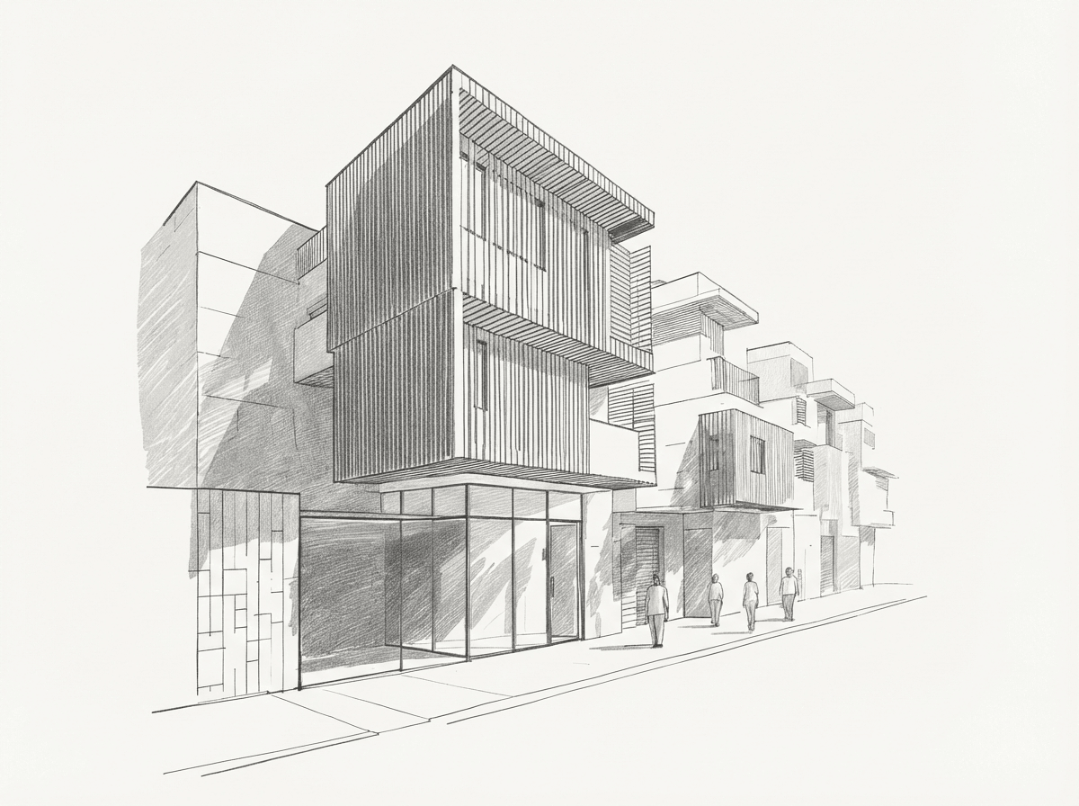 Raw Rhino view of a house used as the input for an AI render