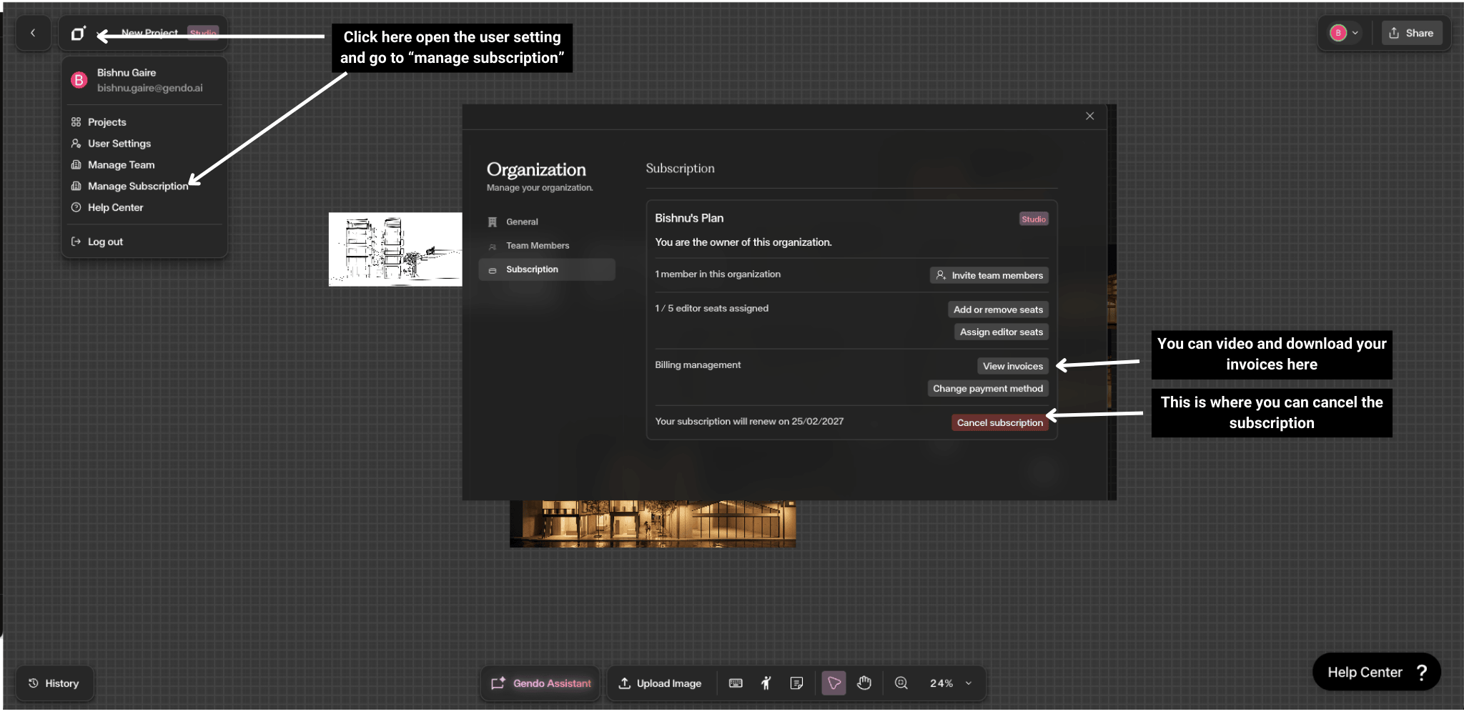 Accessing Subscription Settings