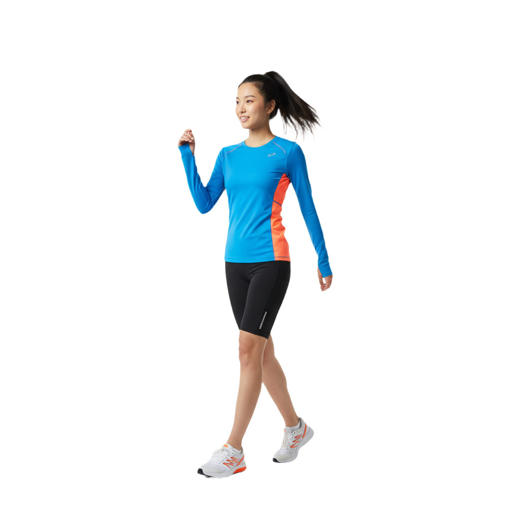Female runner people PNG cutout for landscape renders