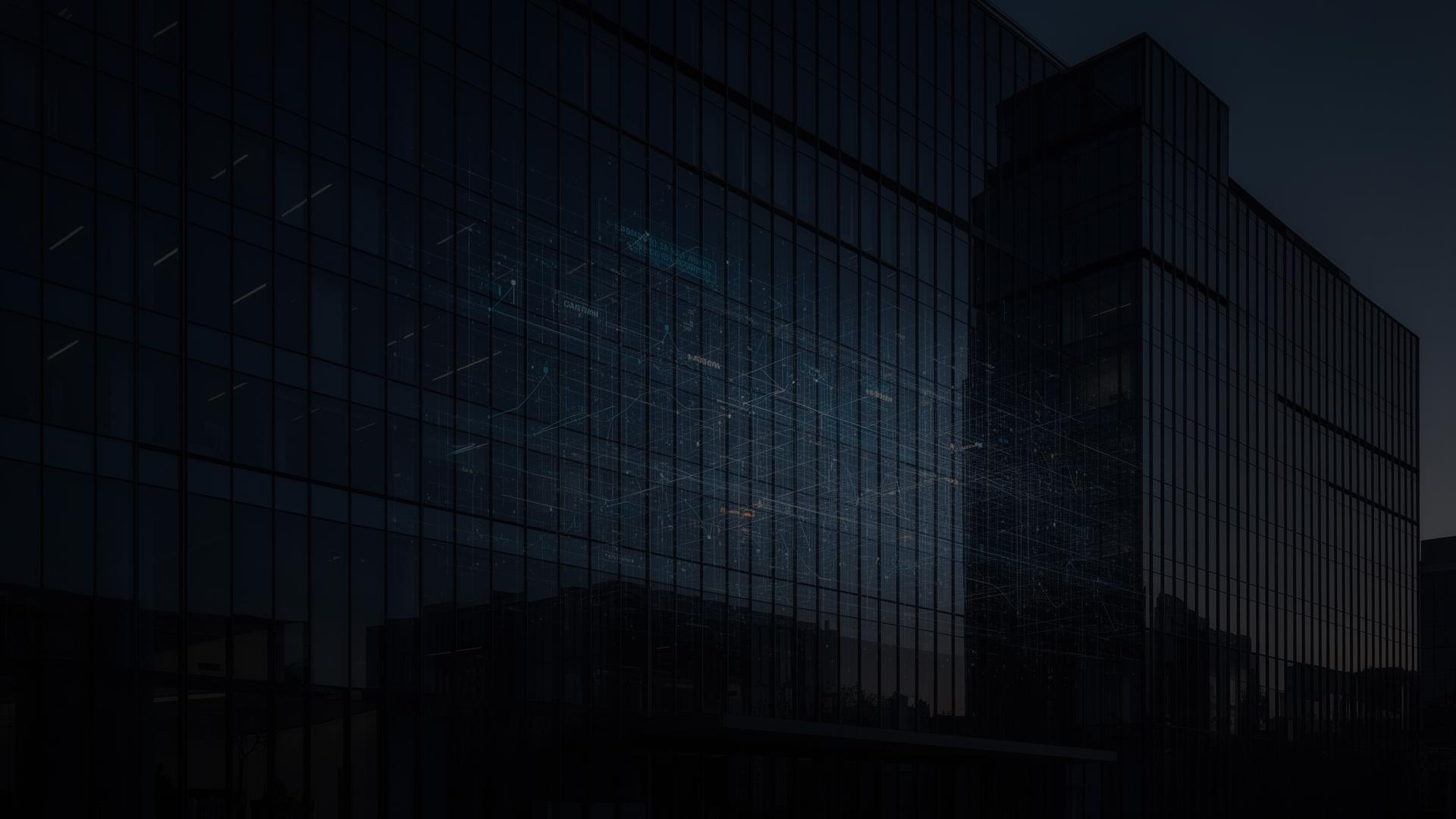 Dark architectural facade representing AI data privacy and control for architecture studios