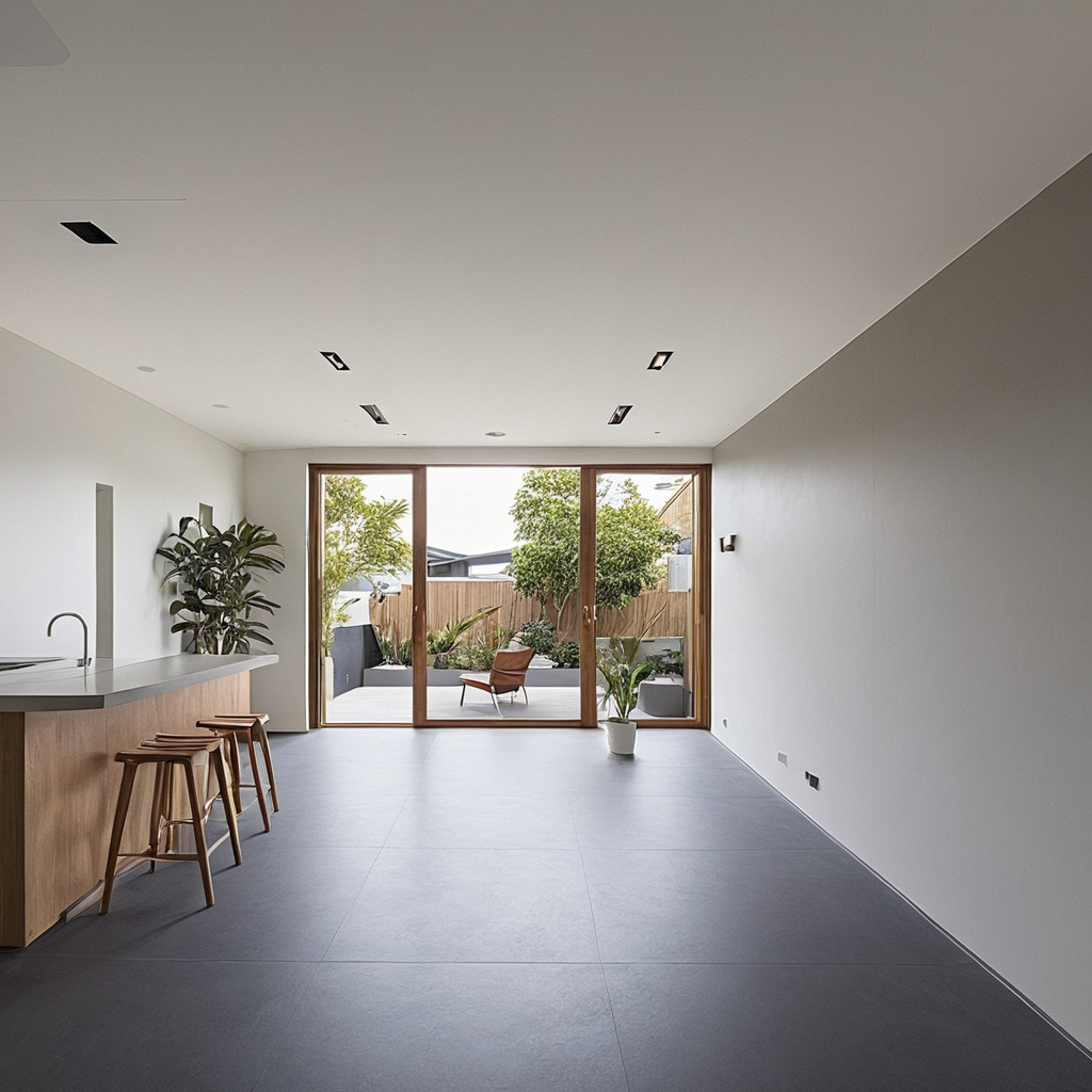 Before: Stage with contemporary furniture