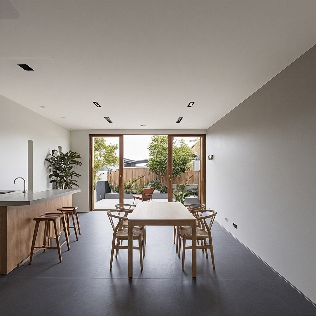 Stage with contemporary furniture