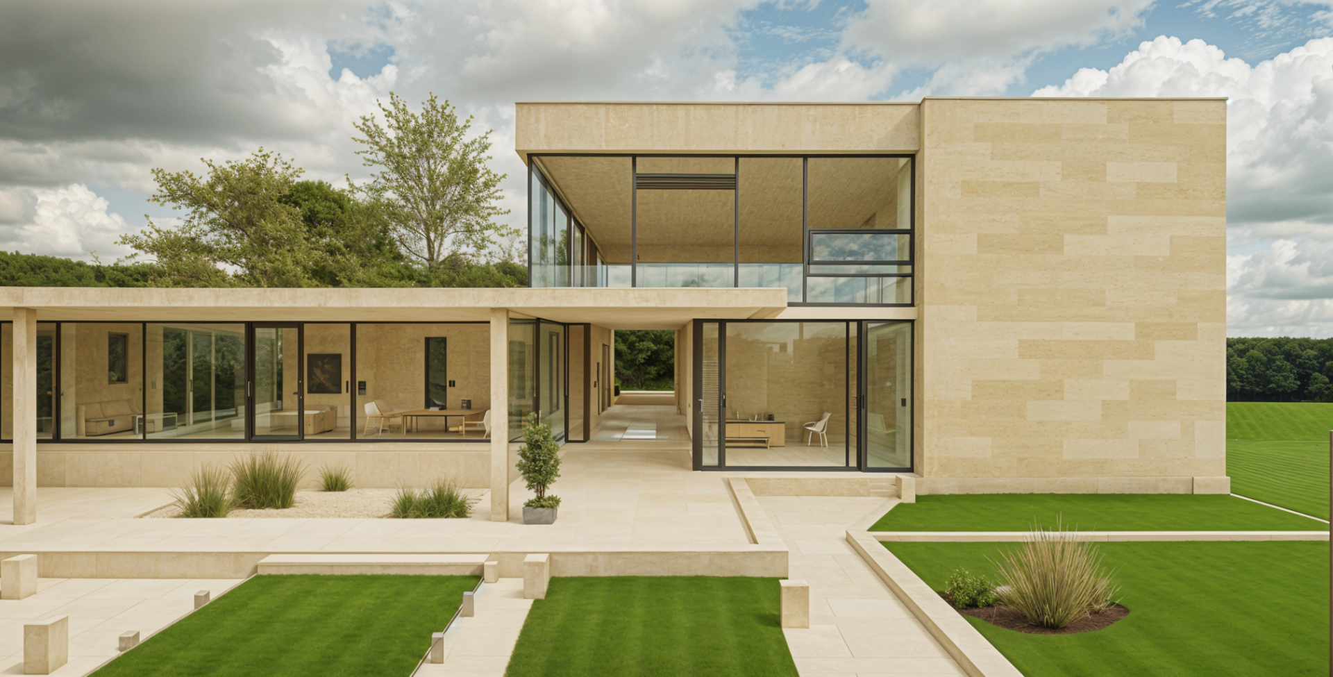 Add warm interior glow visible through glazing