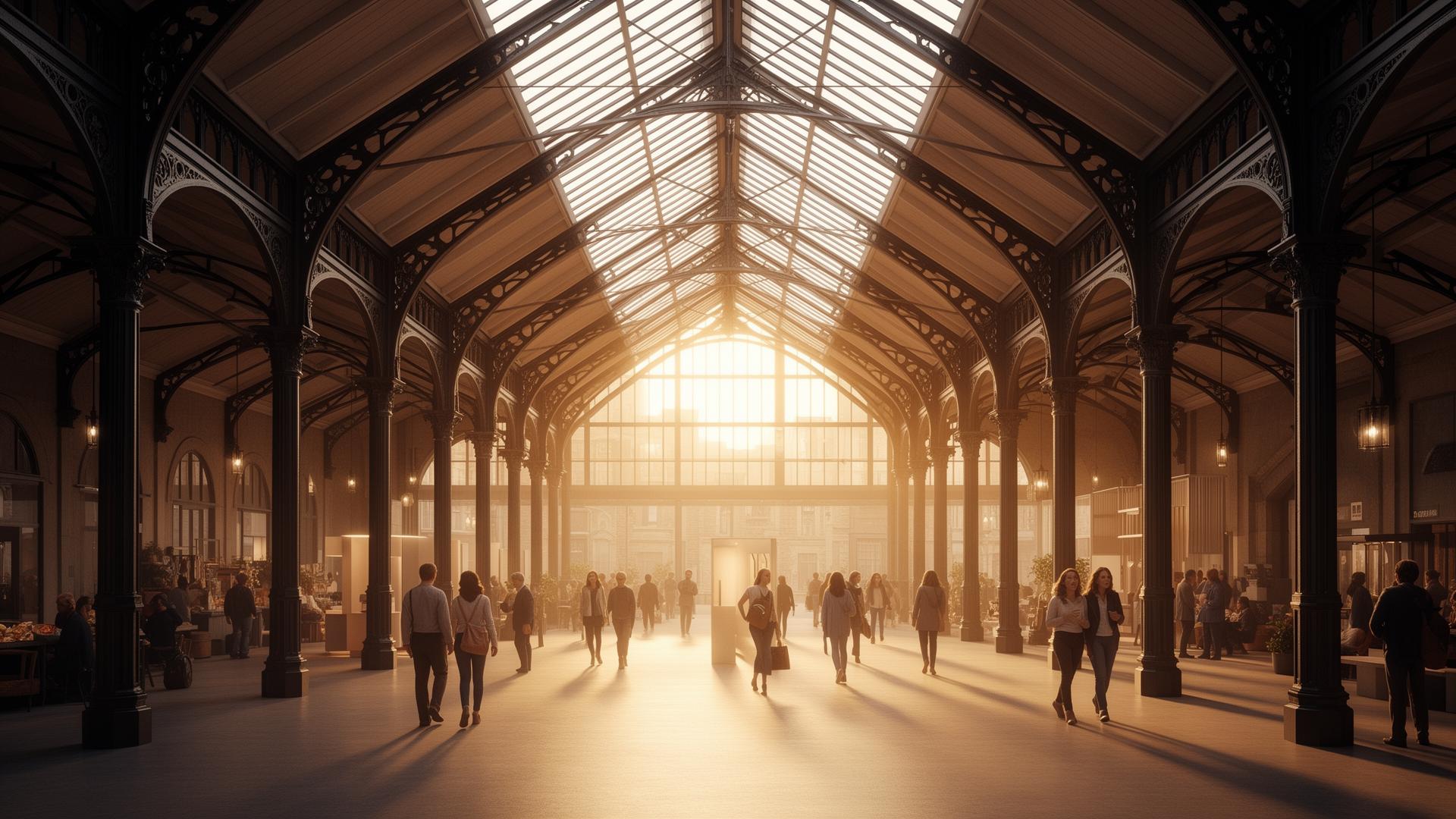 Old Spitalfields Market interior — natural light through the glazed lantern
