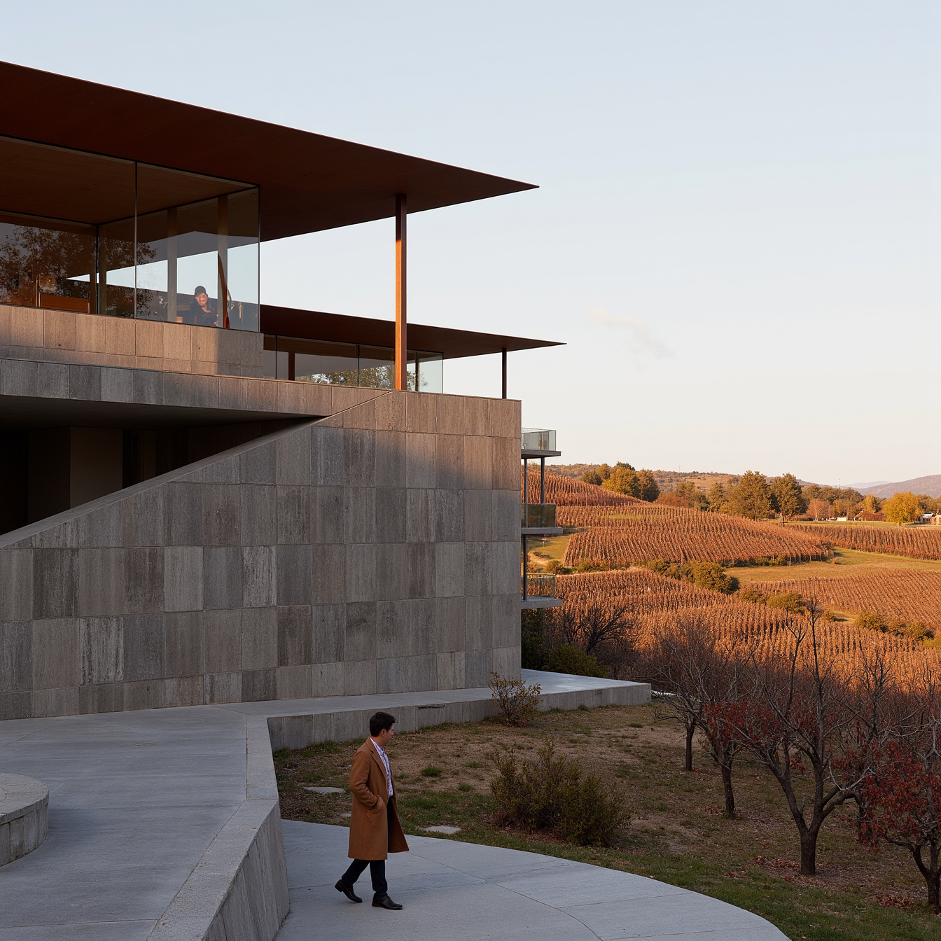 AI-generated architectural concept design render from grey model